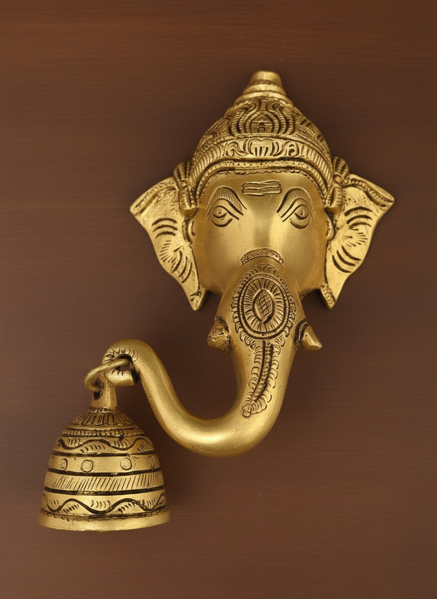 brass ganesh wall hanging with bell home décor/ gift item
